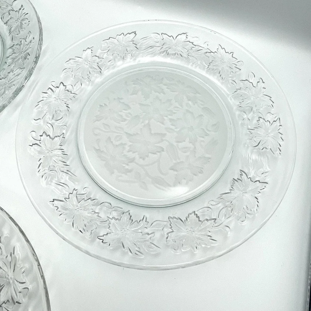 Vintage 1980s Princess House Fantasia Dinner Plates Set Of 3 Frosted Floral 10